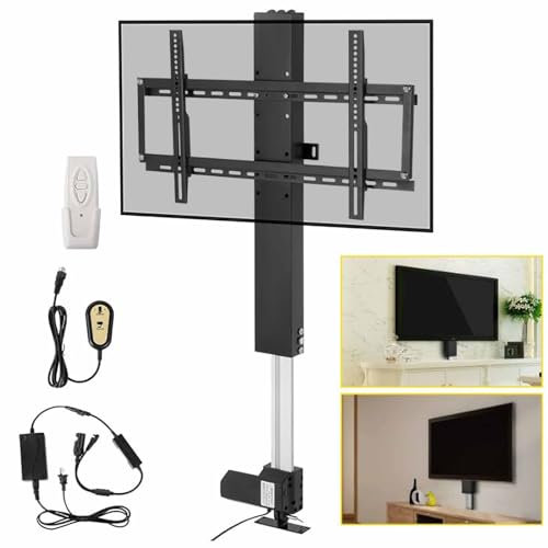 Soporte motorizado para TV - Soporte de Suelo para TV, Gancho de 3 Niveles, Ajuste de Altura de 107,4 a 187,4 cm, para televisores de 55 a 60 Pulgadas, con Control Remoto y Control por Cable