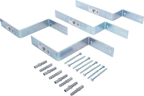 BGS Diy 88315 | Wandhaken-Satz | für Festzeltgarnituren | 4-tlg. | für 2 Bänke und 1 Tisch | Stahl verzinkt | inkl. Schrauben und Dübel | max. 30 kg mit beigefügtem Material in Beton