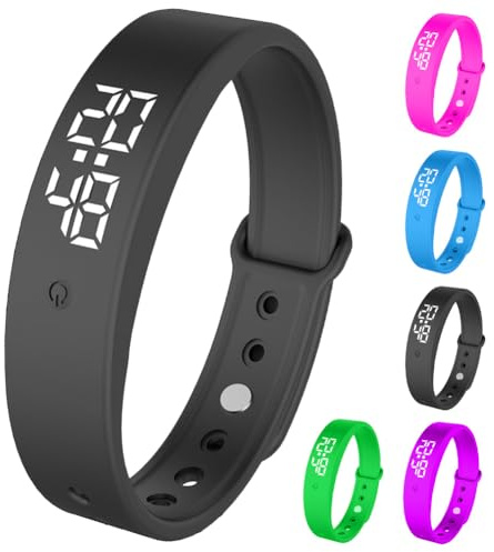 DASIAUTOEM Vibrationswecker Armband für Kinder & Erwachsene, Vibrationsalarm Erinnerung Uhr mit Timer & 10 Alarmen täglich, Trinkerinnerung, Pillenerinnerung,Töpfchentraining (Schwarz)