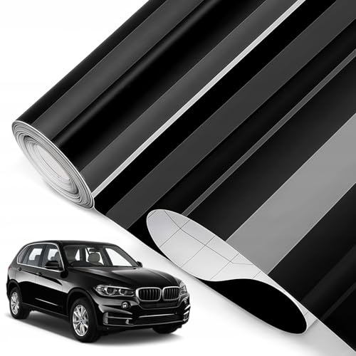 30 X 150 cm Vinilo Negro Brillo Coche Permanente, Vinilo Fibra Carbon