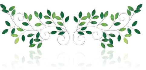 ESTART 2 Stück Metall Baum Blatt Wanddekor, Grün | Olivenzweig Blatt Wandkunst Ornament Wandbehang Schild für über Tür, Wohnzimmer, Büro, Innen- und Außendekoration
