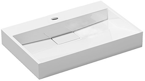 Durovin Bathrooms Luxurious Cast Stone Resin Bathroom Basin - Wall Hung Or Countertop Basin Sink One Tap Hole - Concealed Waste - 500 x 380mm (WXD)