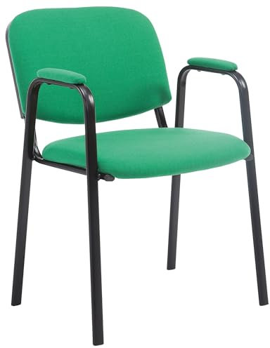 CLP Stapelstuhl Ken Pro I Konferenzstuhl Mit Stoff-Bezug Und Armlehnen, Farbe:grün