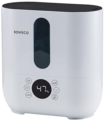 BONECO Ultraschall Vernebler U350 I Aroma Funktion I Luftbefeuchter I 5L Wassertank I für Räume bis 80m² I AUTO Modus & Timer I optionale Heiz-Funktion I Doppelstrahl-Düse I inkl. Wasserfilter (weiß)
