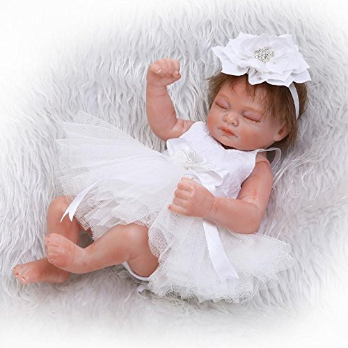 iCradle Realistische Reborn Baby Doll 10 Inch 26cm Lebensechtes Kleinkind Frühchen Silikon Neugeborene Puppen für Kinder Spielteppich Geschenk Ganzkörper Babypuppen (White)