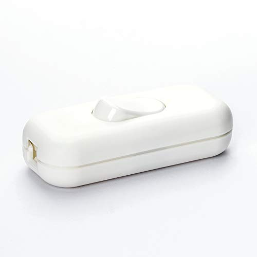 ORION LIGHTSTYLE Zwischenschalter Schnurschalter Schalter für 2 und 3 polige Kabel EIN/AUS Funktion Gehäuse Wippschalter 2A für Stehlampen, Tischlampen, 1 Stück (Weiß)