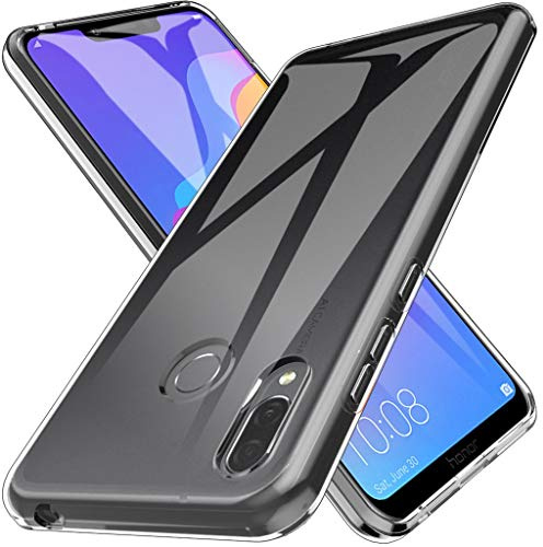Compatible avec Huawei Honor 8A JAT-AL00, JAT-TL00 JAT-L29, HONOR PLAY 8A Coque en gel silicone TPU souple transparent + film en verre trempé