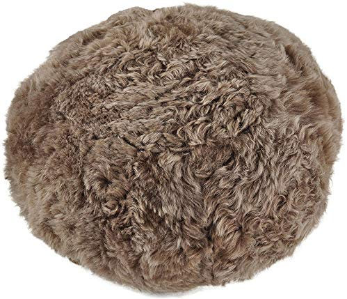 generisch Bodenkissen aus echtem Lammfell in Taupe rund Ø 56 cm x 30 cm Schaffell Sitzkissen rund von KUHFELLE online