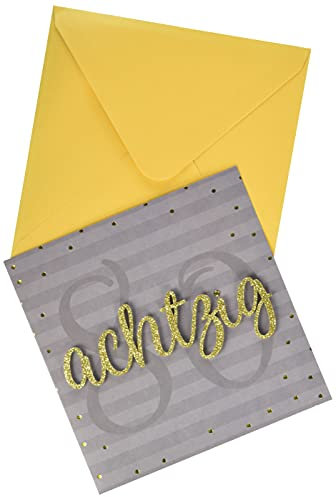 Perleberg Geburtstagskarte zum 80. Geburtstag Lettering - achtzig - 15 x 15 cm, 7782007-2