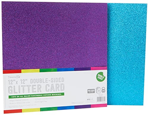 Dovecraft Essentials DCGCD044, Paper and Card, 12 x 12 Double Sided Glitter Bumper Pack, Brights, 300 gsm