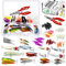 Homealexa 123PCS Fishing Lures Set, Mixed Tackle with Floating Lures, Hooks, Spinners & Treble Hooks, Storage Box Included