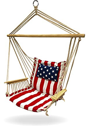 Columpio de Cuerda Colgante para Silla Hamaca, 12 Patrones, Tela cómoda y Transpirable de Calidad, Interior/Exterior, Rojo, Blanco y Azul