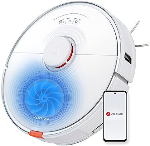 roborock S7 Aspirapolvere Robot,2500pa di Aspirazione Forte, Rilevamento del Tappeto con Mappatura Multilivello, Blocco bambini(Bianco)