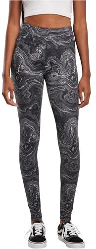 Urban Classics Women's Ladies Soft AOP Leggings Yoga Pants, Blackoil, S