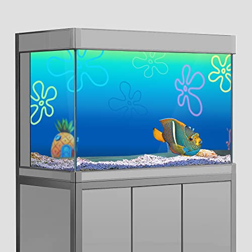 sb little Aquarium Hintergrund Aufkleber, Cartoon Ananas Haus Unterwasser HD Druck Tapete Fisch Tank Hintergrund Dekorationen PVC Landschaft Poster (60 x 120 cm)