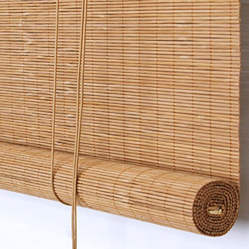 Bambus Rollo Natur Retro Raffrollo Bambusrollo Lichtfilter-Rollo für Fenster Türen Sichtschutz Wetterfest Holz Rollläden Sonnenschutz für Terrasse Garten Balkon,Mit Beschlägen (130*240cm)