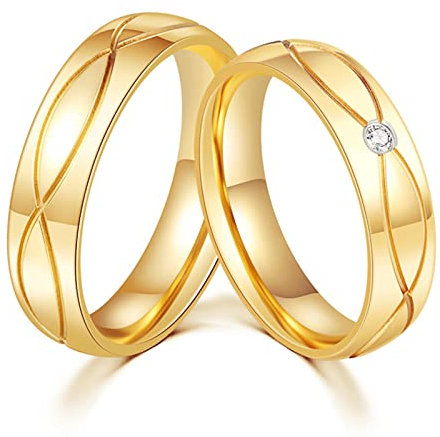 Paar Schmuck Geschenke Heiße Eheringe Ringe Für Frauen Männer Gold-Farbe Titan Stahl Verlobungsring