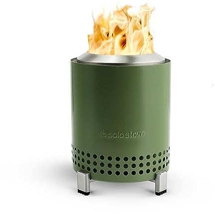 Solo Stove Mesa - Braciere da tavolo con supporto, mini fuoco per città e periferi, funzionamento su pellet o legno, sicuro, in acciaio inox, con borsa da viaggio, 17,5 x 13 cm, 635 g, verde