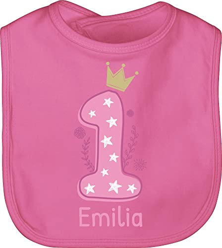 Baby Lätzchen - 1. - Ich bin eins I Geburtstag ein Jahr alt - Unisize - Pink - 1 zahl schlabberlatz 1.geburtstag einjährige sabberlatz 1st birthday latz erster einer babylätze one für babylatz
