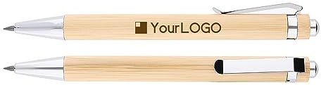 MPM Eternal Bleistift aus Bambus, ewiges Schreiben bis zu 10 km, mit Gravur, personalisierter Stift, Werbekugelschreiber mit Wunschtext & Logo, Holz/Metall-Stift, eco friendly, Preis für 20 Stück