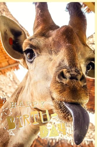 Skorpion Lustige Geburtstagskarte mit Goldfolien-Giraffe – Humorvolle Tierkarte für Groß und Klein in Gelb & Braun - mit Umschlag