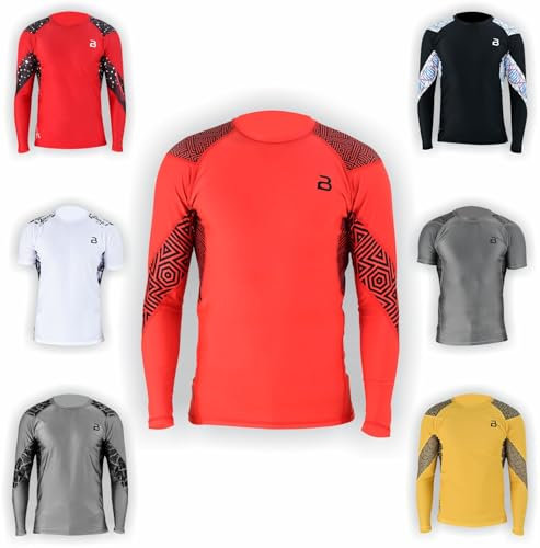 2BOLD BJJ Rash Guard Men's Compression Shirt MMA, BJJ, Grappling, Short & Long Sleeve Jiu Jitsu, NO-GI Training Rash Guard, Orange, Large