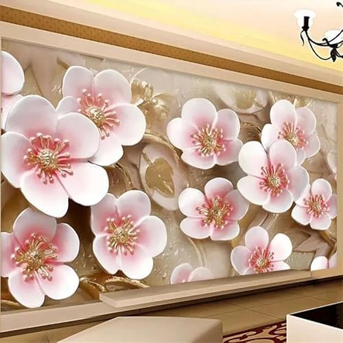 SABORR Papier peint mural 3d de salon rose pêche gaufré mur arrière de la TV chambre à coucher peinture d'art décorative autocollante