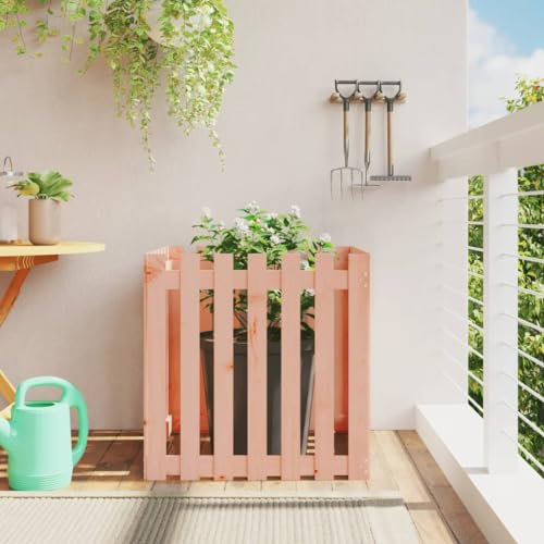 Tidyard Hochbeet Pflanzkübel Blumentopf Blumenkasten Pflanzbeet Gartenbeet Frühbeet Garten Blumenhochbeet für Terrasse&Garten Lattenzaun-Design 70x70x70 cm Massivholz Douglasie