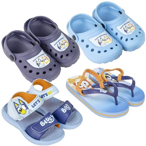 Bluey - Bébé fille - Chaussons de mer piscine tongs Sandale Sabot avec bandeau d'étanchéité - Produit original, 6420 Sandales bleues, 26 EU
