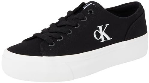 Calvin Klein Baskets Vulcanisées Femme Flatform Basses, Noir (Black/Bright White), 39