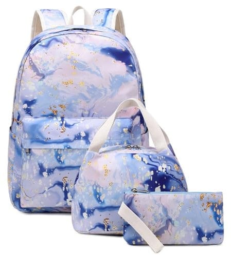 Rucksack For Women School Handbags For Girls School Backpack Set With Lunch Kits Bookbag For Teenager Girls 3pcs Gradient SchoolBag For Primary Student Lockable Bag Ladies Backpacks (BU1, One Size)