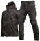UIHECTA Zweiteiliges Skianzug Set FüR Herren Taktische Jacke Und Hose 2-Teiliger Schneemantel Mit Kapuze Snowboard SchneeanzüGe Armee Kampfanzug Sets Wasserdicht Winddicht,Camo 4,Size:XL