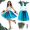 Ulikey Pfau Kostüm Damen, Blau Grün Pfau Tutu Rock, 10 Stücke Pfauenfedern, Feder Manschette Handgelenk Armband, Karneval Pfau Rock für Fasching Cosplay Karneval Mottoparty