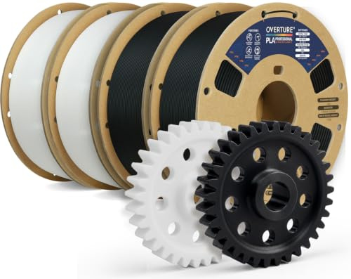 OVERTURE 4KG Bundle PLA Plus (PLA+) 3D Printer Filament, Black*2+White*2 | Stronger & More Durable, 4X Tougher Than Basic PLA, High Quality for Prints, Fits Most FDM Printers (Black*2+White*2)
