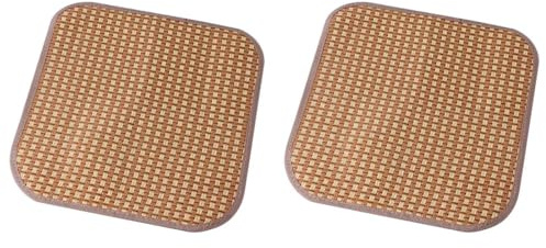Cool Sitzkissen Mat 40x40CM Doppelseitige Sitzauflage aus Bambus Rattan, Quadratische Stuhlkissen Atmungsaktive Kühlmatte für Bürostuhl, Sofa, Auto, Esszimmerstuhl (2PCS,40X40CM)