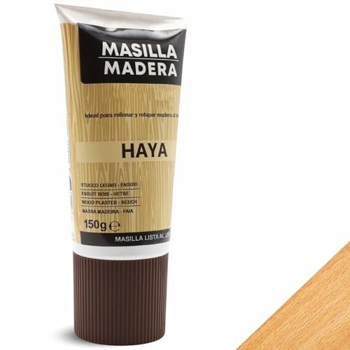 TECHZOCO Masilla Madera Haya, Ideal para rellenar y y reparar madera al interior, Masilla lista al uso, Rellenadora de agujeros, Formato en Tubo, Color Haya, Contiene 150 gramos