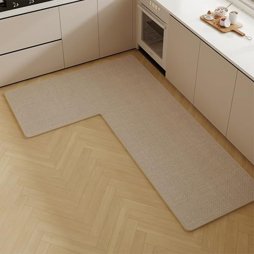 LDZDGD L-förmiges Küchenmatten-Set, Gepolsterte Anti-Ermüdungsmatten mit Rutschfester Unterseite, 4 mm Dick, Wasserabweisend & Leicht zu Reinigen für Küche, Flur, Waschküche(Color 5 L,80 X 150CM)