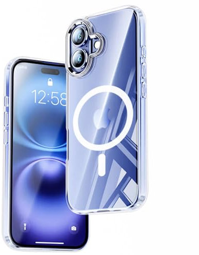 TEOPHA Magnetic Clear Case for iPhone 16 Plus (6.7-Inch) Compatible with MagSafe, Shockproof Anti-Scratch Phone Bumper Cover for iPhone 16 Plus - Clear