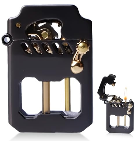 Behogan Mechero de roca metálico, de queroseno, mechero de gasolina de metal es duradero, con tanque de combustible transparente, para cocina y camping (no contiene queroseno)