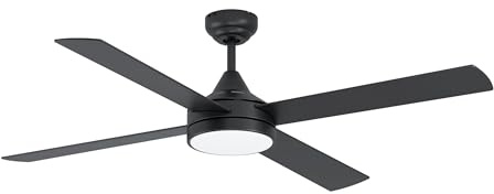 EGLO Deckenventilator mit Beleuchtung Trinidad, Holz Ventilator mit Licht | Flügel aus MDF in Schwarz oder Eiche, Fernbedienung, Sommer-Winter-Betrieb, warmweiß–kaltweiß, AC Motor, Ø 122cm