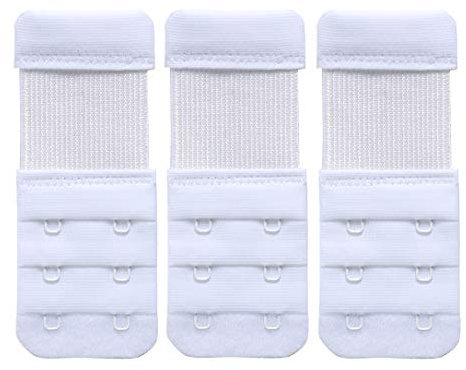 YarBar BH Verlängerung Erweiterung 3 Haken und 2 Haken Bra Extender BH Verlängerer mit Elastisch Band Weich Gurt Komfortabel (3 Reihe, 3 Haken, Wei?)