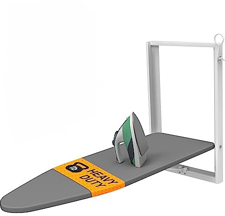 Table à Repasser Murale Xabitat - Support Compact Table à Repasser Rabattable pour Petits espaces - Gain de Place avec Housse en Coton - Gris