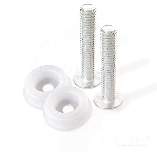 HEADBOARD BOLTS M8 SCREWS PAIR WITH PLASTIC WASHERS FOR DIVAN BED (2 x BOLTS WASHER)