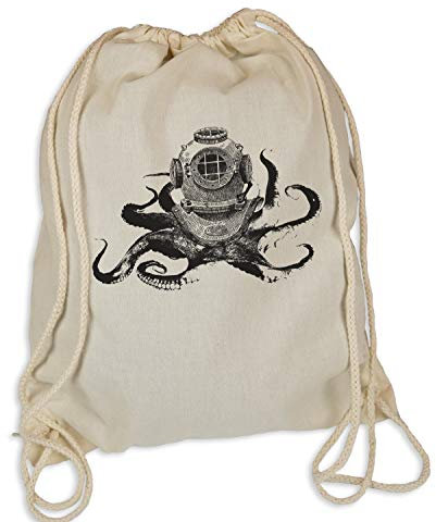 Ma2ca® Octopus Diver - Gymsac Turnbeutel - Stoffbeutel Hipster Sportbeutel Rucksack bedruckt Tasche Krake Kraken Riesenkrake Taucher