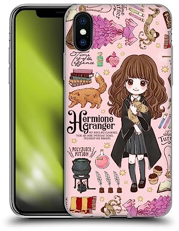 Head Case Designs Offizielle Harry Potter Hermione Muster Deathly Hallows XXXVII Soft Gel Handyhülle Hülle kompatibel mit Apple iPhone X/iPhone XS