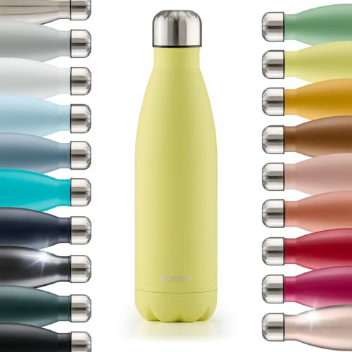 Blumtal Thermosflasche 750 ml Edelstahl - auslaufsichere Isolierflasche - BPA-freie Trinkflasche kalt & warm - doppelwandige Thermoflasche - rostbeständige Isolierflasche New Yellow - Gelb