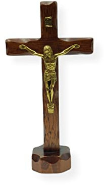 La Balestra Crucifijo de madera - Cristo latonato - base de apoyo - producido en Umbría - Italy - 18,7 X 9,50 X 3 cm