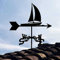 55 * 35 cm Metall Wetterfahne Segelboot Dekoration, Wetterfahne Gartenpfahl Windrichtungsanzeiger mit Anti-Rost-Beschichtung für Hofdachmontage