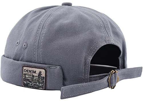 Docker Cap Seemannsmütze Docker Mütze Trawler Fischer Mütze Ohne Schirm Rollmütze Watch Cap Commando Work Beanie Corduroy Docker Leon Brimless Hat Rolled Cuff Harbour Hat (Denim grau)