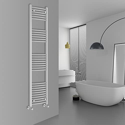 Warmehaus Modern Bathroom Heated Towel Rail Ladder Radiator 1800x400mm Curved for Bathroom Kitchen Chrome